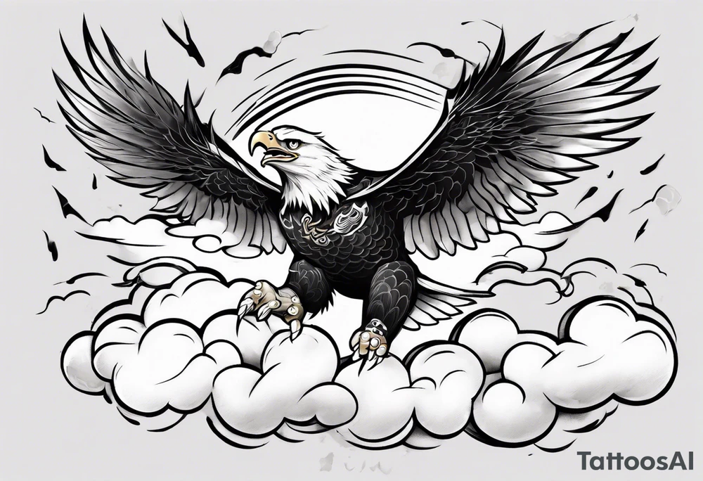 eagle fly through big clouds and thunder tattoo idea