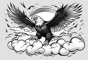 eagle fly through big clouds and thunder tattoo idea
