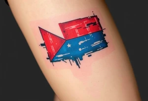 A distressed Czech flag with a grunge texture, giving it a bold, rugged, and rebellious feel tattoo idea