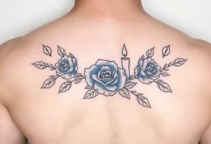 Blue, rose, candles tattoo idea
