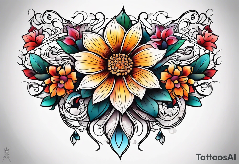Flower chest piece tattoo idea
