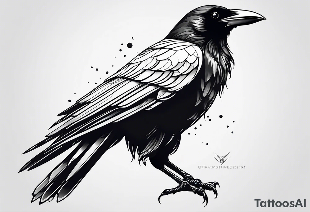 minimalistic stroke of a crow withopen wings of fire tattoo idea
