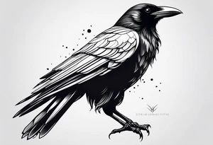 minimalistic stroke of a crow withopen wings of fire tattoo idea