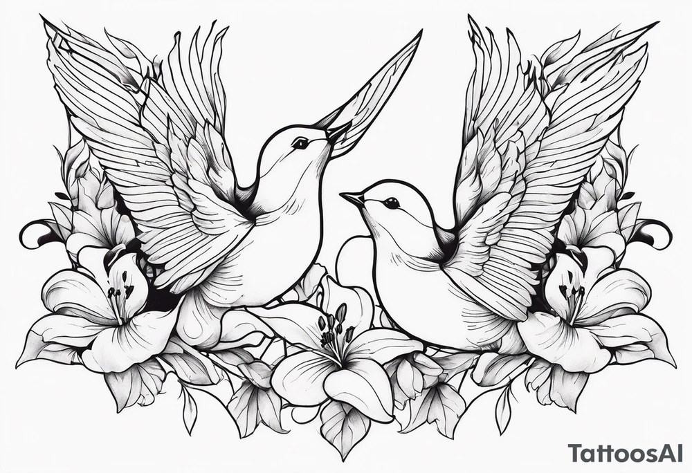 doves and lilies tattoo idea