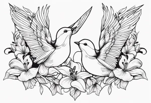 doves and lilies tattoo idea