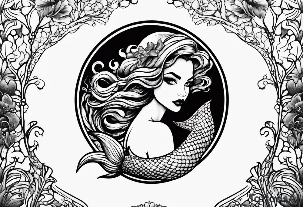 Creepy evil mermaid tattoo idea