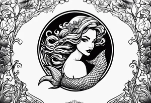 Creepy evil mermaid tattoo idea