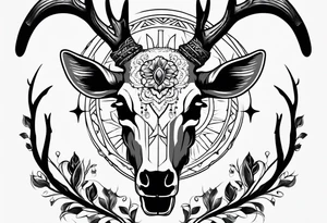 European mount mule deer skull tattoo idea