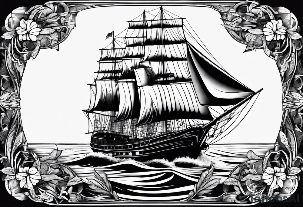 Schooner sailboat tattoo idea