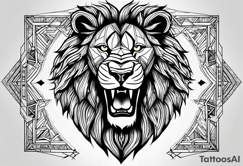 lion, african, roaring, symmetrically, chest tattoo tattoo idea
