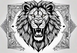 lion, african, roaring, symmetrically, chest tattoo tattoo idea