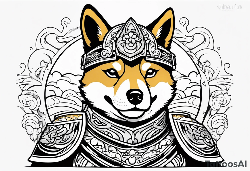 Shiba inu  japanese warrior armor tattoo idea