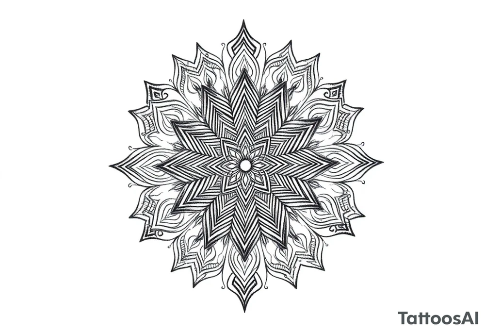 intricate mandala with sacred geometry and cosmic elements tattoo idea