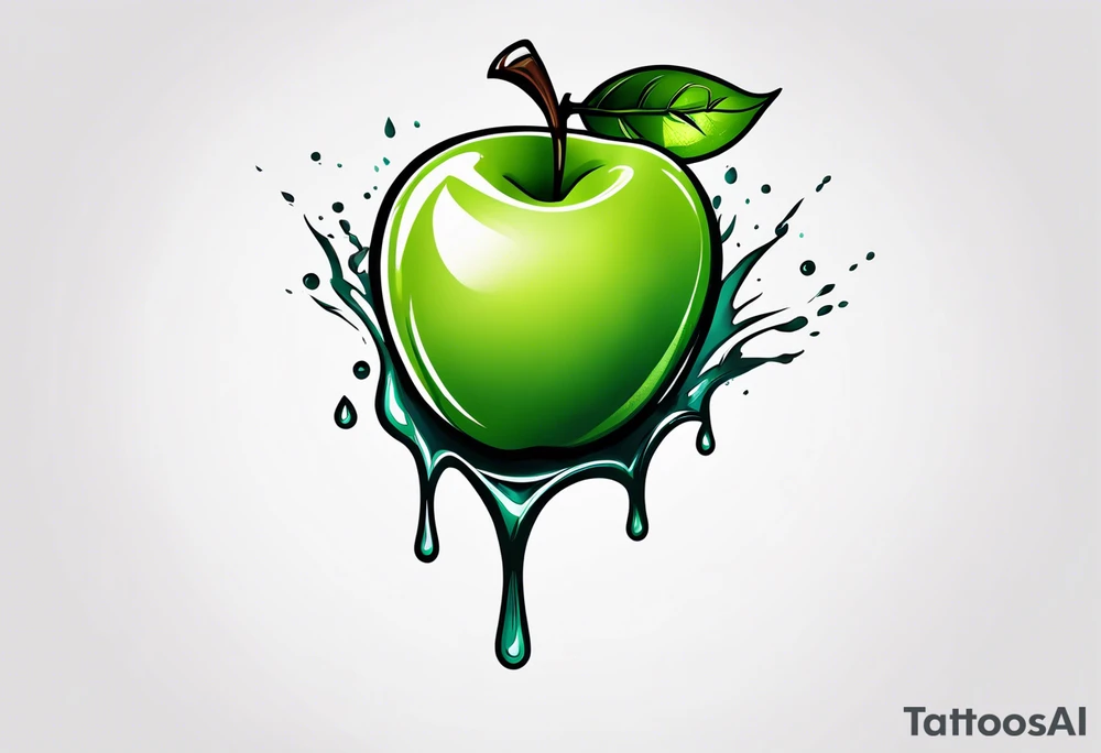 Green apple dripping tattoo idea