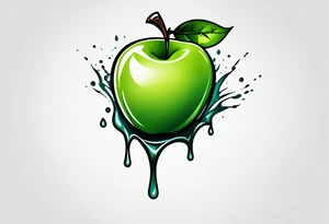 Green apple dripping tattoo idea