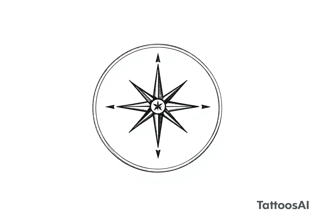 Compass without outer circle tattoo idea