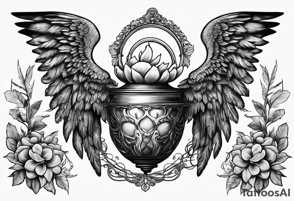 acorn with angel wings and halo tattoo idea