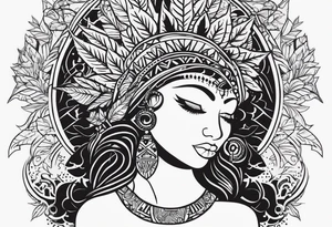 Black Goddess of marijuana tattoo idea