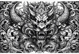 male fighting demons tattoo idea