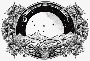 Ornemental moon tattoo idea