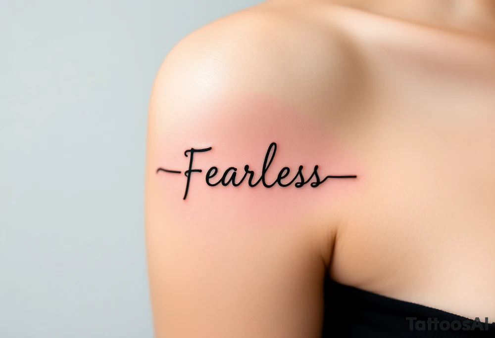 A heartbeat line transitioning into the word "Fearless," symbolizing overcoming fear tattoo idea