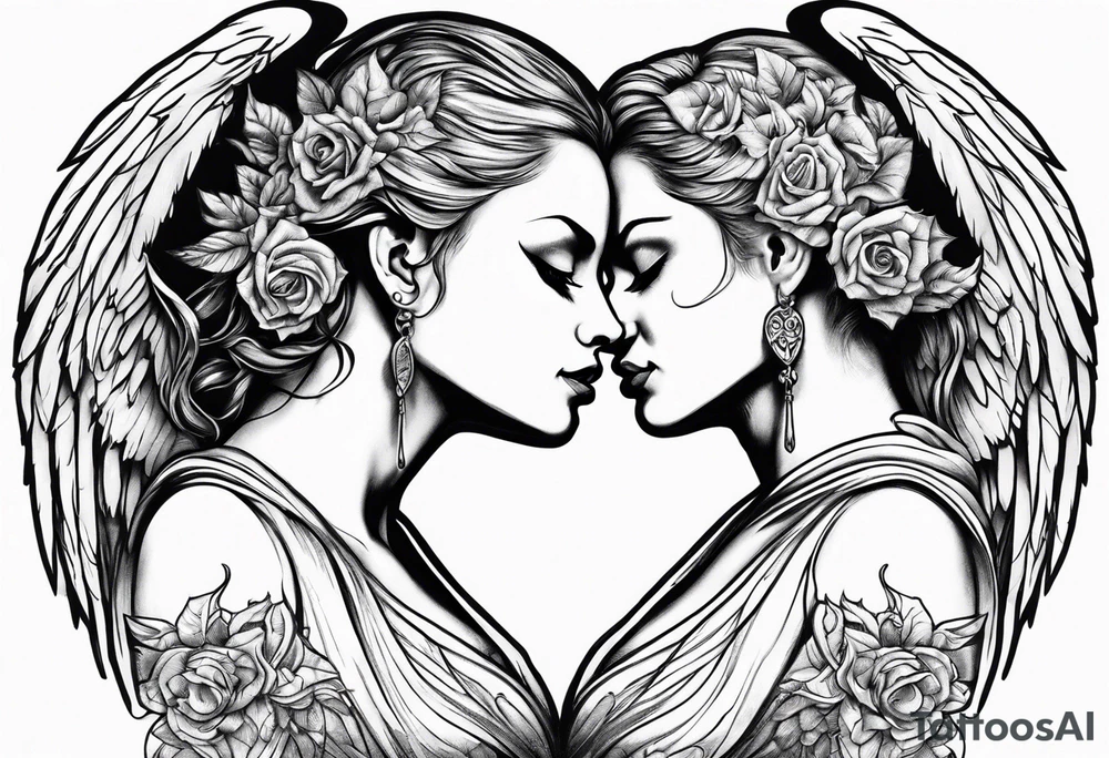 And angel and demon whispering at each other tattoo idea