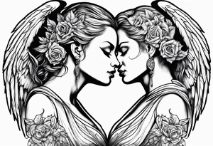 And angel and demon whispering at each other tattoo idea