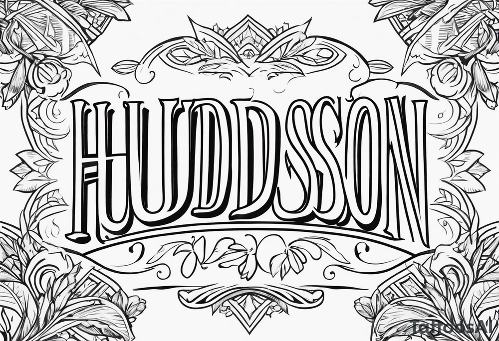 Design a tattoo with 'Hudson Sugden' inscribed on the left and right forearms. tattoo idea