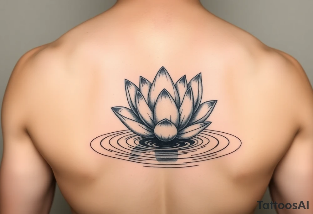 serene lotus flower emerging from sacred waters with ripples tattoo idea