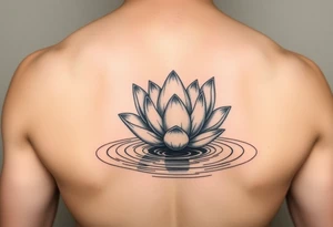serene lotus flower emerging from sacred waters with ripples tattoo idea