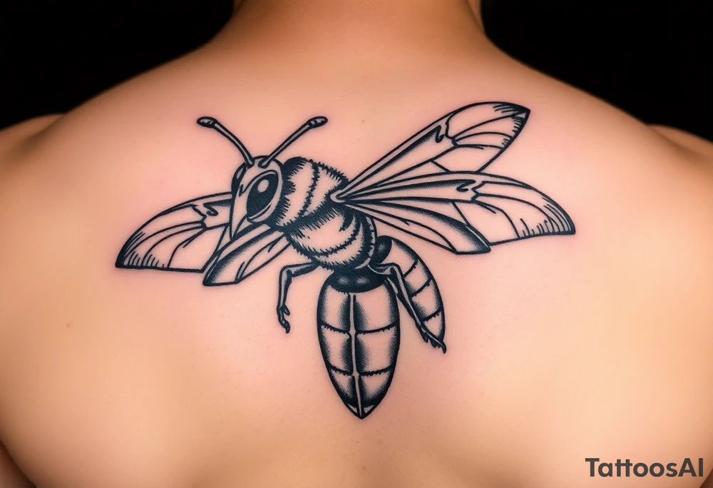 Angry hornet flying with arched body tattoo idea