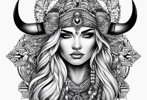 buffalo and woman whole body tattoo idea