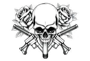 skull,roses,cigar,crossed guns, tattoo idea