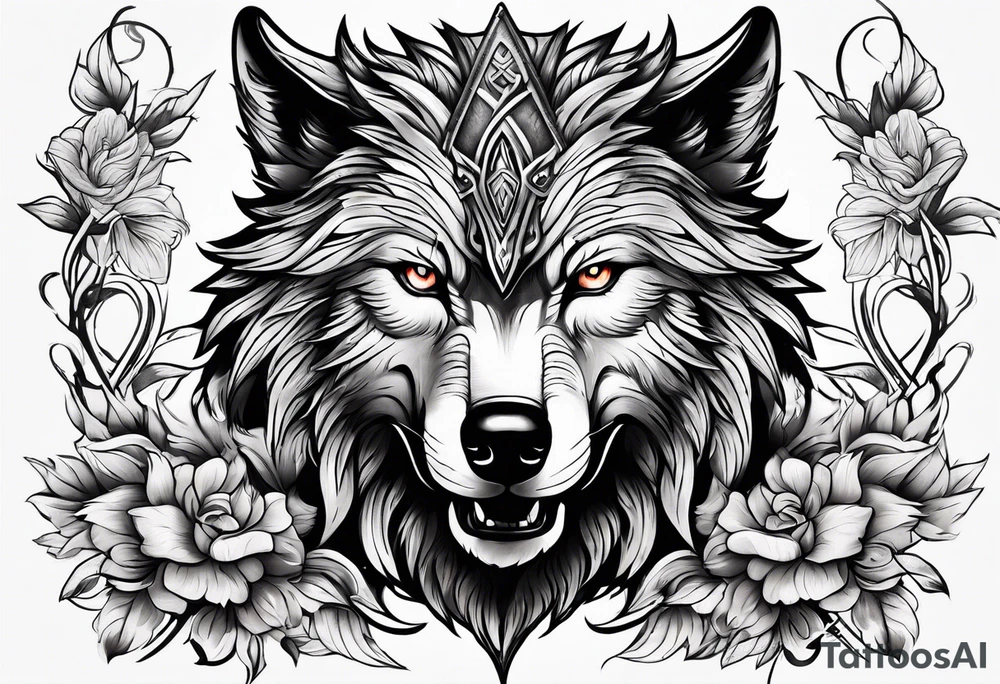 wolf with sword tattoo idea