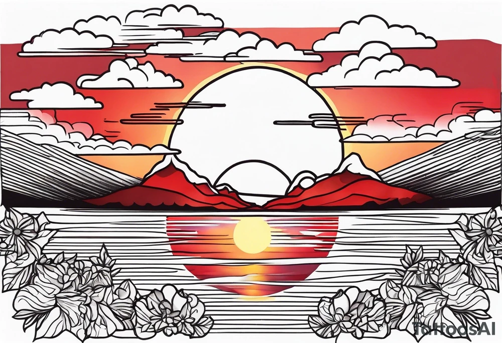 red sunset tattoo idea