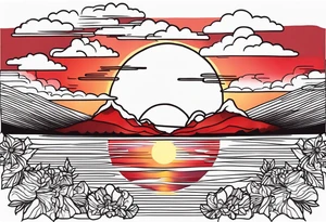 red sunset tattoo idea