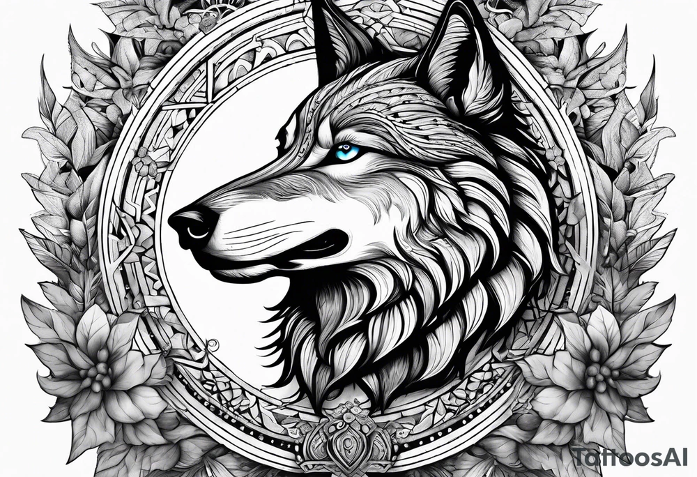 A turkish mhytologic shamanism with wolf tattoo idea