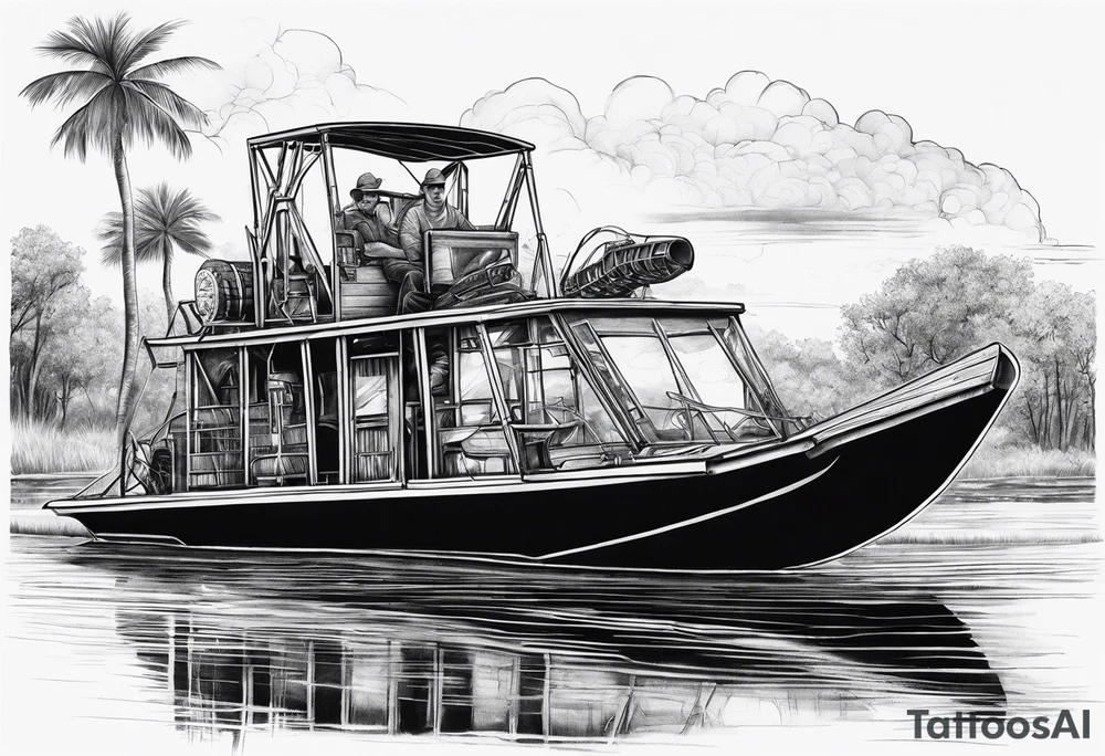 Arm sleeve airboat driving through the Everglades tattoo idea