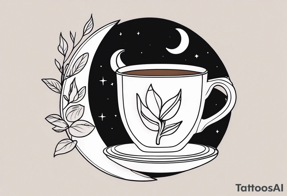 mocha coffee, moon, peach, tattoo idea
