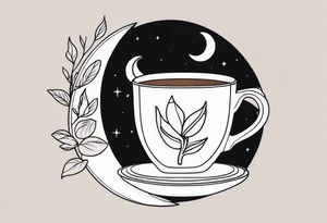 mocha coffee, moon, peach, tattoo idea