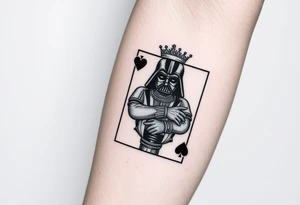 king of hearts card with arm Darth Vader card with paw prints and princess crown tattoo idea