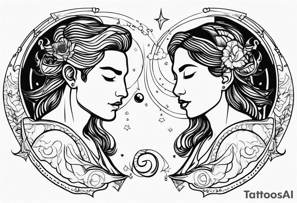 Couple's tattoos capricorn and aquarius tattoo idea