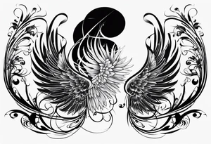 music leaves swirls key wings tattoo idea