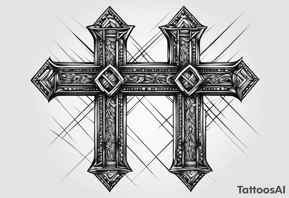 cross made of nails tattoo idea