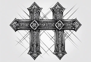 cross made of nails tattoo idea