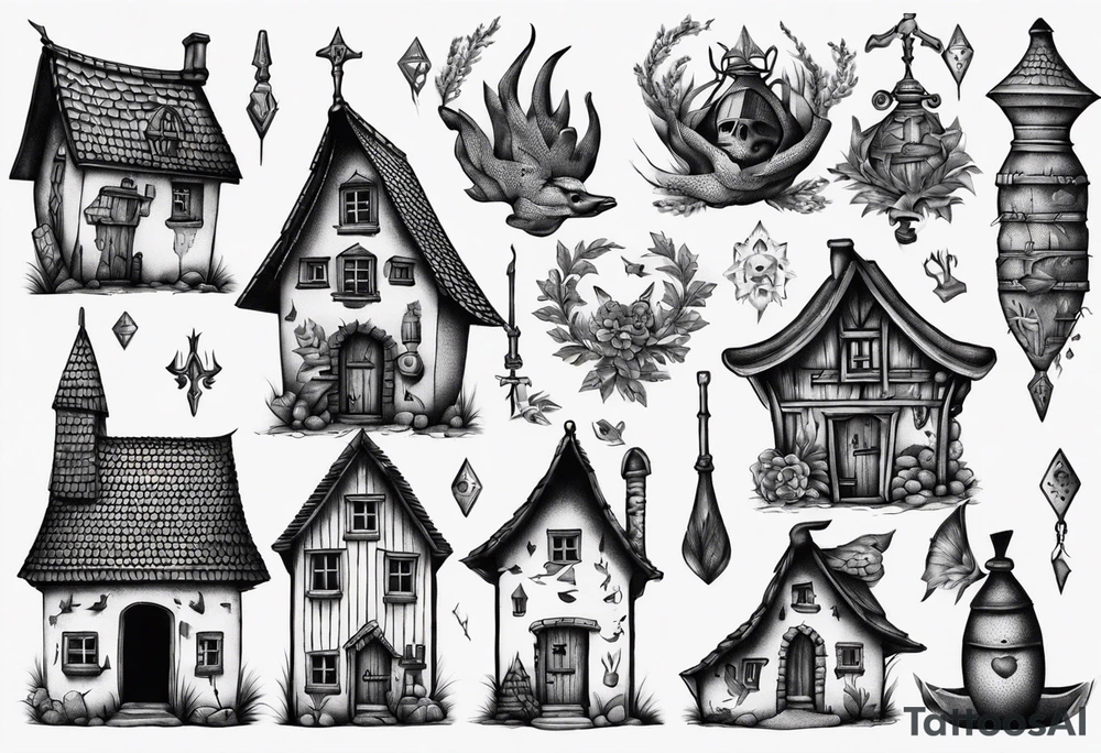 A Medieval scandanavian house tattoo idea