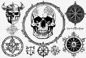 Skull, Lord of the rings, Vegvisir tattoo idea