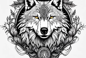 wolf raven and tree of life tattoo idea