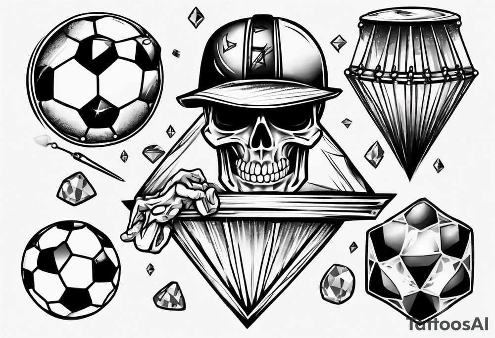 Dad drums diamonds pearls football sports tattoo idea