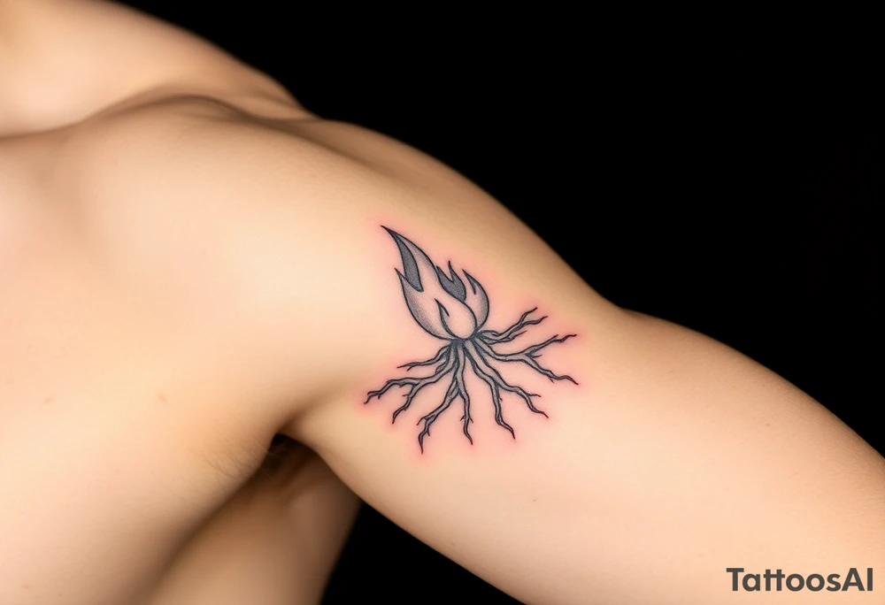 a flame in a roots form tattoo idea